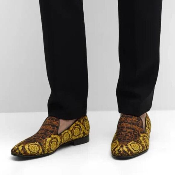 Versace Baroque Print Smoking Slippers Slip-On, New, Size EU 43 - Picture 2 of 13
